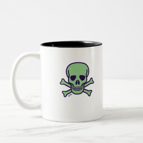 Green Skull black two tone mug