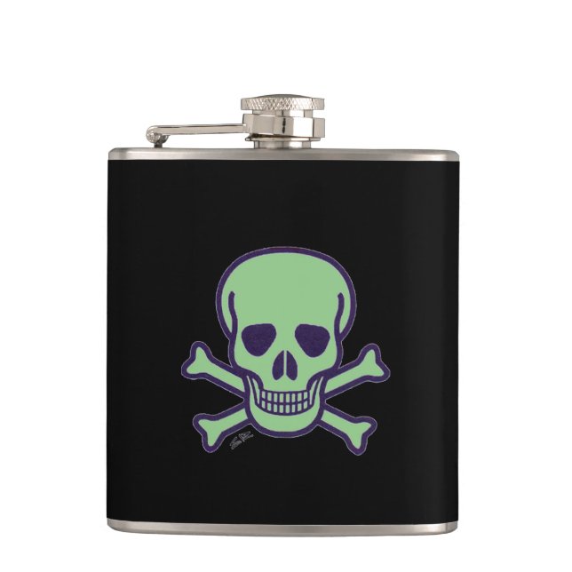 Green Skull black wrapped flask (Front)