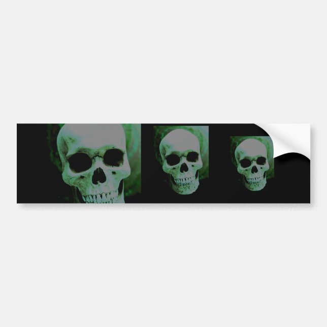 Green Skull Bumper Sticker (Front)