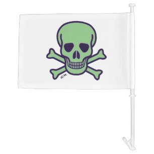 Green Skull car and boat flag