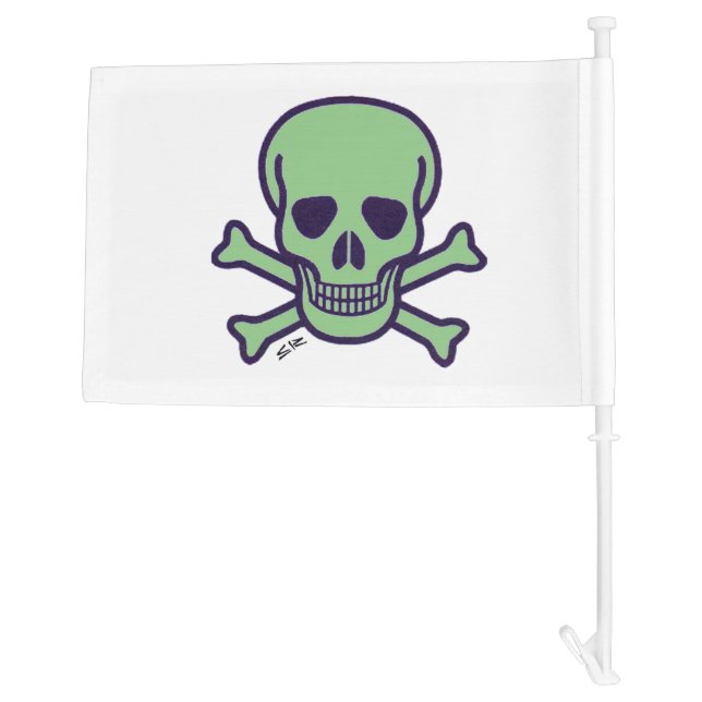 Green Skull car and boat flag (Back)