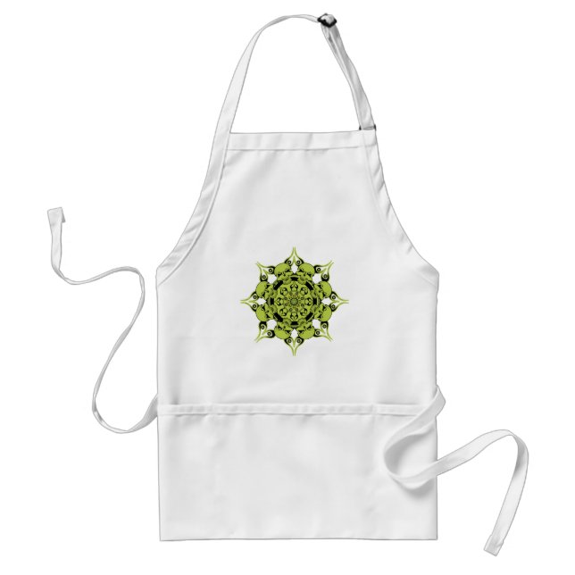 Green Skull Circle Adult Apron (Front)