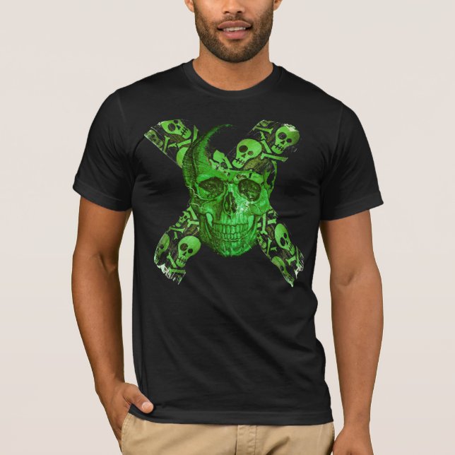 Green Skull - Funny Skull #3 T-shirt (Front)