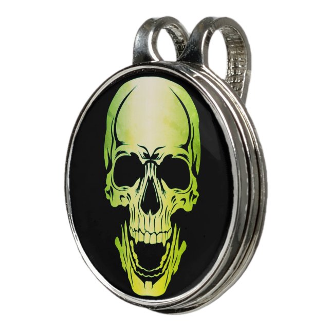 Green Skull Golf Hat Clip & Ball Marker (3/4)