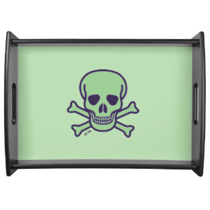 Green Skull green black serving tray large