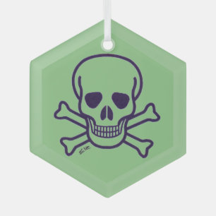 Green Skull green glass hexagon ornament