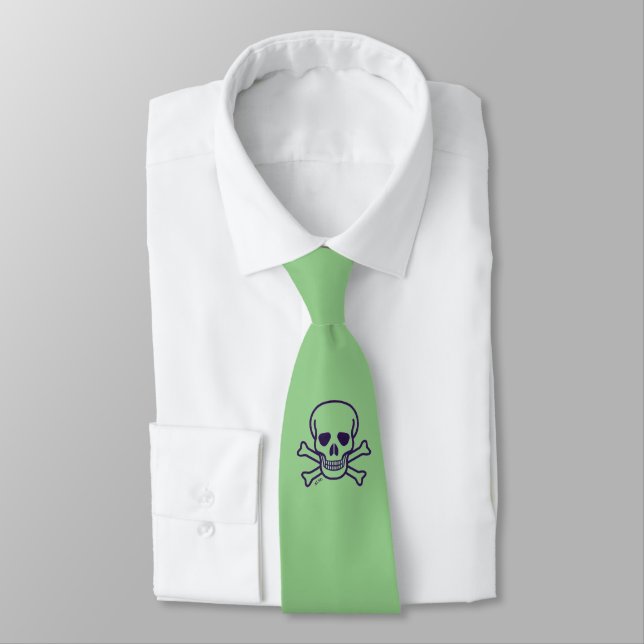 Green Skull green necktie (Tied)