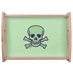 Green Skull green serving tray large