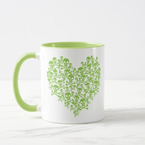 Green Skull Heart Mug