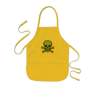 Green Skull kids yellow chef apron