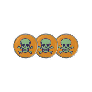 Green Skull orange golf ball markers