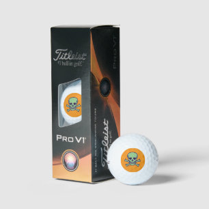 Green Skull orange Titleist Pro golf balls 3 pk
