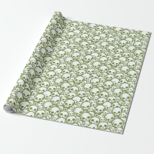 Green Skull Pattern Wrapping Paper