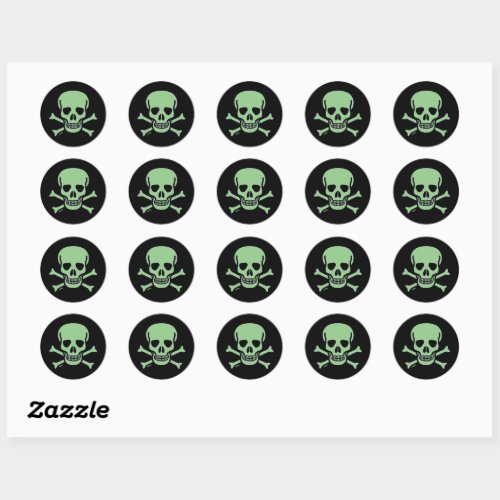 Green Skull small round stickers