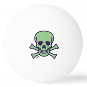 Green Skull white 1 star ping pong ball