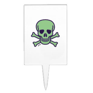Green Skull white cake picks