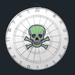 Green Skull white dartboard<br><div class="desc">Green Skull dartboards are for darts players,  horror fans,  murder mystery fans,  pirate reenactors,  Goths,  roleplay gamers,  skull collectors,  bikers,  rockers,  and people who just like skulls. Green Skull is Steamy Raimon original art.</div>
