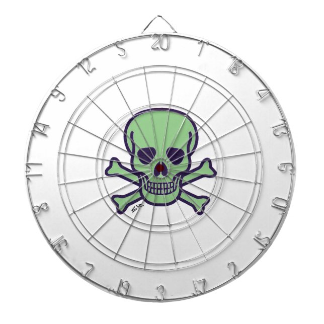 Green Skull white dartboard (Front)