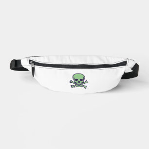 Green Skull white fanny pack