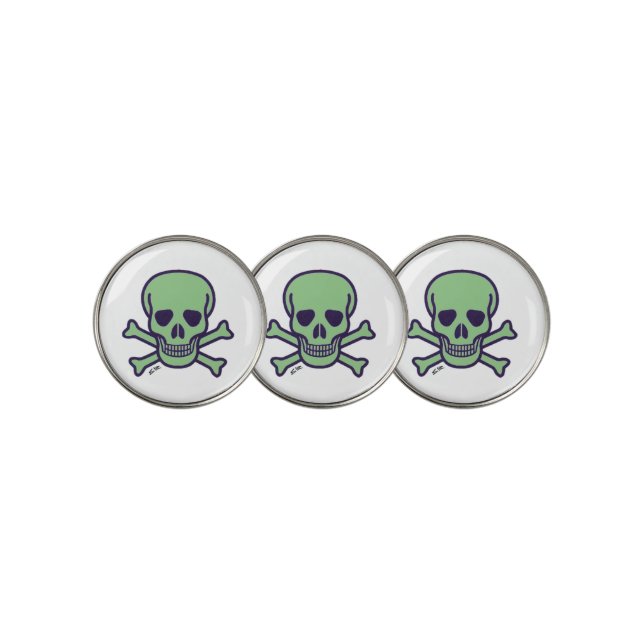 Green Skull white golf ball markers (3 Up)
