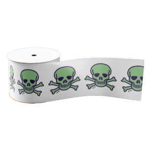 Green Skull white ribbon spool