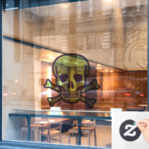 Green Skull XL window cling back stick