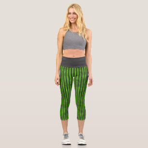 Green Skulls and Sunflower Series Design 11   Capri Leggings