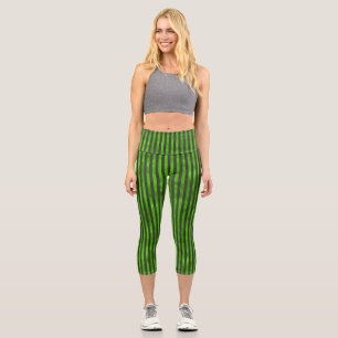 Green Skulls and Sunflower Series Design 11 Capri Leggings