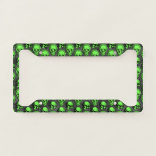 Green Skulls and Sunflower Series Design 2  License Plate Frame