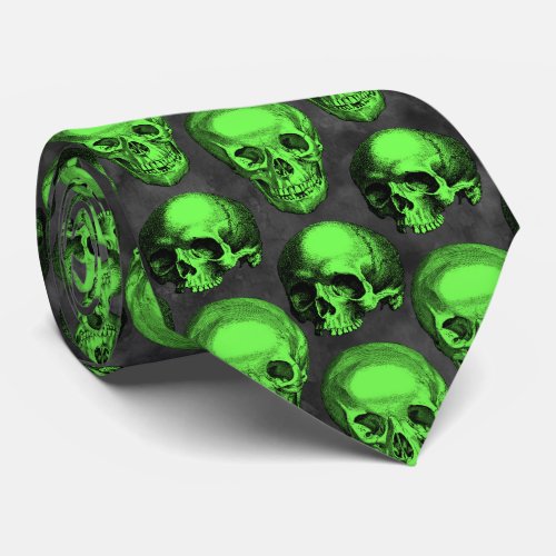 Green Skulls and Sunflower Series Design 2 Neck Tie