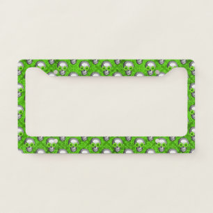 Green Skulls and Sunflower Series Design 3 License Plate Frame