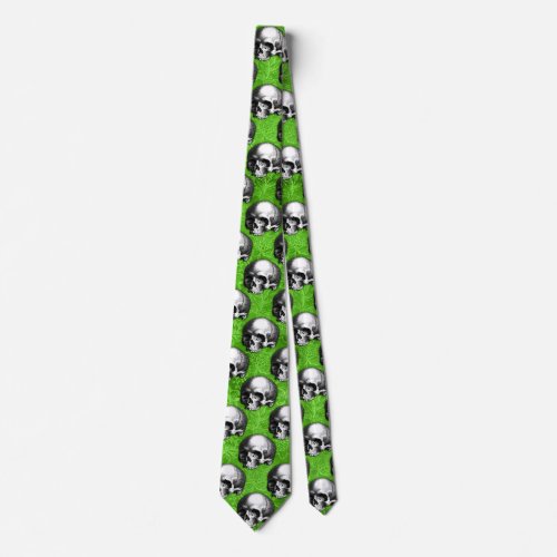 Green Skulls and Sunflower Series Design 6 Neck Tie
