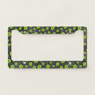 Green Skulls and Sunflower Series Design 7 License Plate Frame