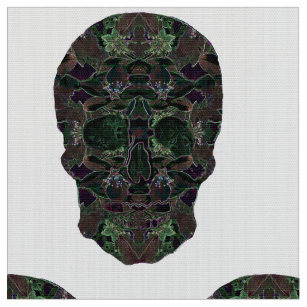 Green Skulls Art  Polyester Poplin Fabric