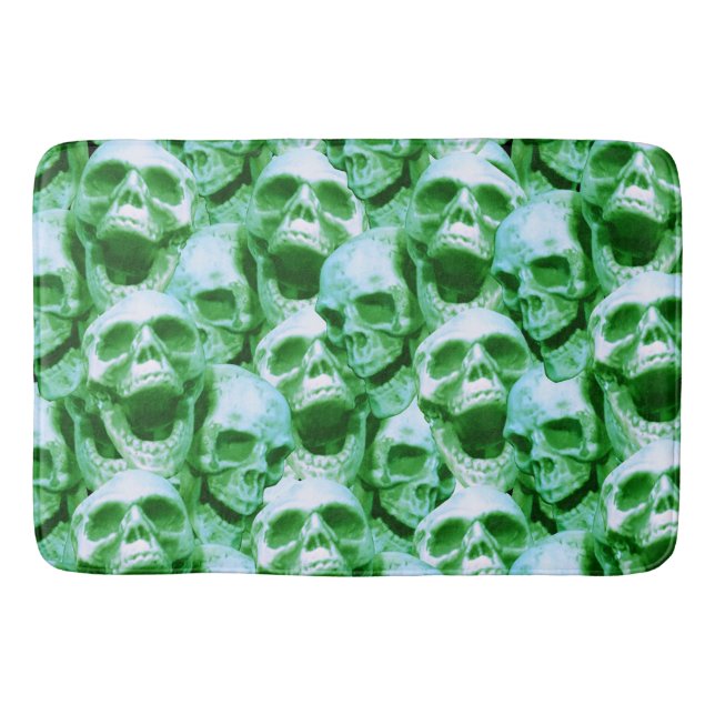 Green Skulls Bathroom Mat (Front)