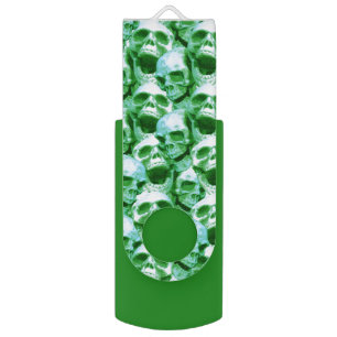 Green Skulls Flash Drive