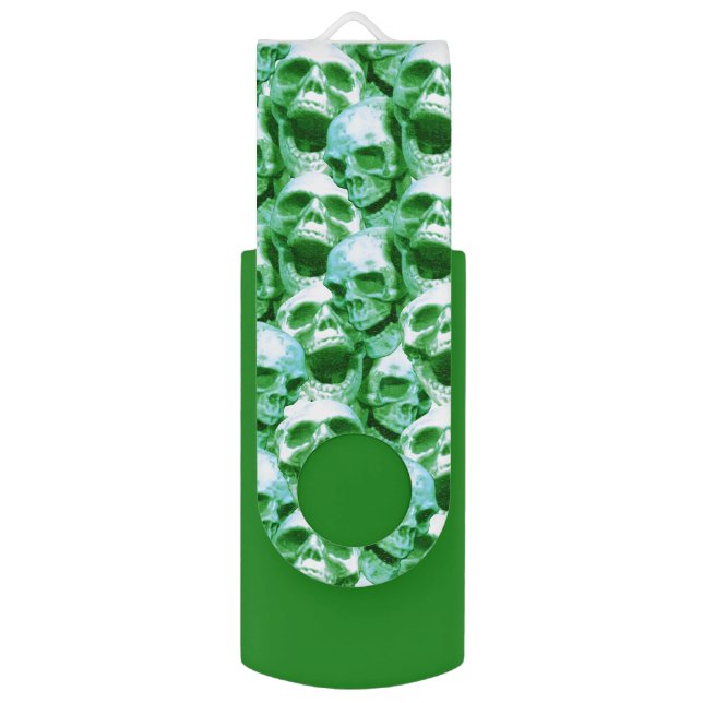 Green Skulls Flash Drive (Front Vertical)