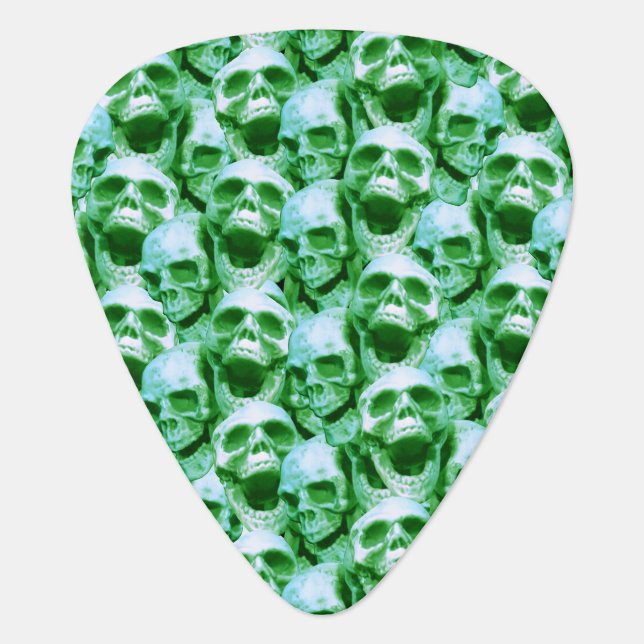 Green Skulls Guitar Pick (Front)