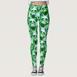 Green Skulls Leggings