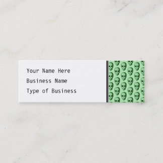 Green Skulls Pattern. Mini Business Card