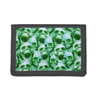 Green Skulls Trifold Wallet