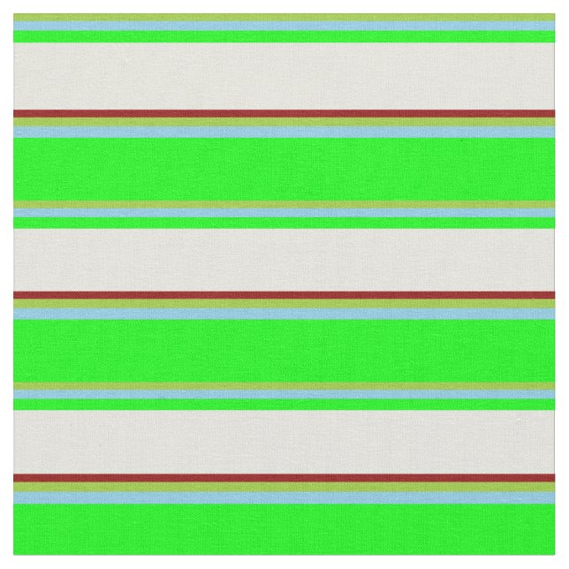 Green, Sky Blue, Lime, Beige, and Dark Red Colored Fabric (Close Up)