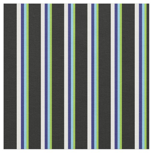 Green, Sky Blue, Midnight Blue, Mint Cream & Black Fabric