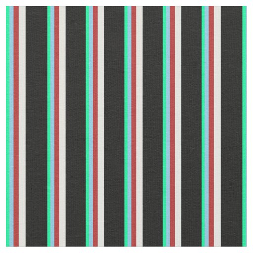 Green, Sky Blue, Red, Light Cyan & Black Colored Fabric