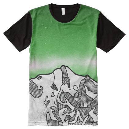 Green Sky Geometric Mountain Landscape All-Over-Print Shirt