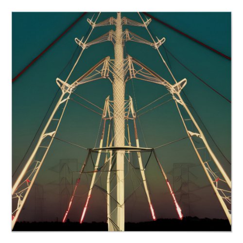 Green Sky Pylons Poster