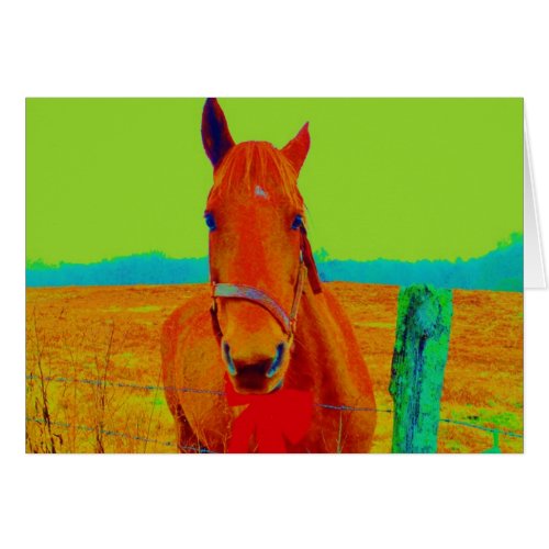 Green sky  red bow Horse  add name