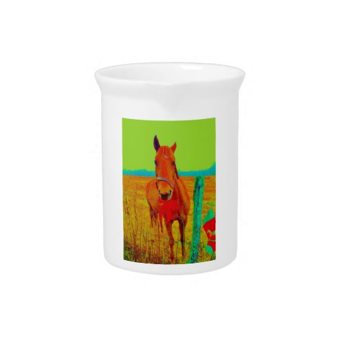 Green sky  red bow Horse  add name Drink Pitcher