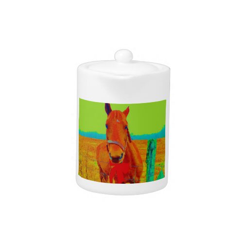 Green sky  red bow Horse  add name Teapot