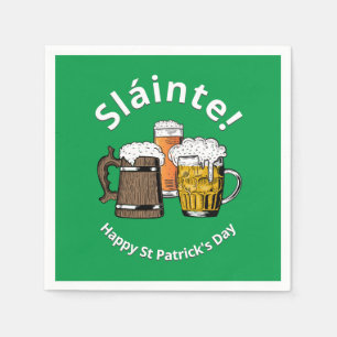Green Sláinte Beer St Patricks Day Paper Napkins